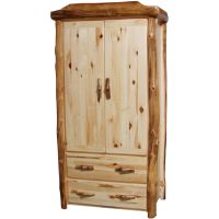 Beartooth Aspen 2 Drawer Log Wardrobe - Flat Fronts - 39"W - Natural Panel & Natural Logs