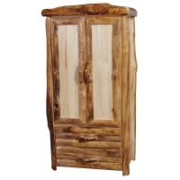 Beartooth Aspen 2 Drawer Log Wardrobe - Half Log - 39"W - Natural Panel & Natural Logs
