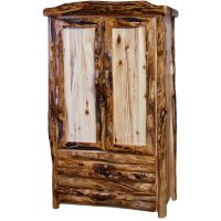 Beartooth Aspen 2 Drawer Log Wardrobe - Half Log - 45"W - Natural Panel & Gnarly Logs