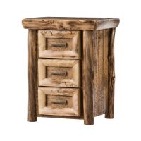 Yosemite Aspen & Barnwood 3 Drawer Nightstand--Clear finish, Light Aspen, Standard logs