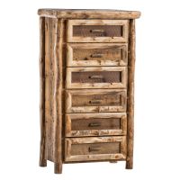 Yosemite Aspen & Barnwood 6 Drawer Log Chest--Clear finish, Light aspen, Standard logs