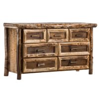 Yosemite Aspen & Barnwood 7 Drawer Log Dresser--Clear finish, Light aspen, Standard logs