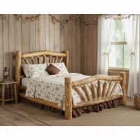 Rustic Modern Wood Bed: Some lifestyle images are created with AI for visualization purposes. Crafted from natural solid wood, each piece is unique and will vary.