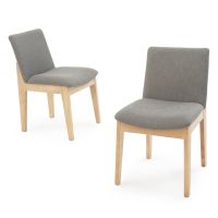 Austere Oak Upholstered Dining Chair - Flannel Grey Fabric
