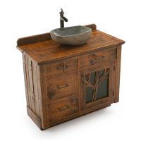 CUSTOM - Autumn Forest Rustic Barnwood Vanity- 36" Sink Center w/ Custom Drawers (Standard 36" & 42" Sink Center vanities come w/ no working drawers)