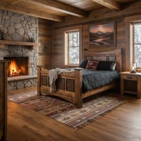 Rustic Western Furniture: Some lifestyle images are created with AI for visualization purposes. Crafted from natural solid wood, each piece is unique and will vary.