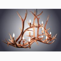 10 Light Elk Crossbar Antler Chandelier shown in Natural