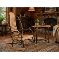 Rustic End Table: Some lifestyle images are created with AI for visualization purposes. Crafted from natural solid wood, each piece is unique and will vary.