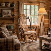 Rustic Log Glider: Some lifestyle images are created with AI for visualization purposes. Crafted from natural solid wood, each piece is unique and will vary.