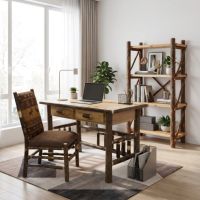 Hickory Office: Some lifestyle images are created with AI for visualization purposes. Crafted from natural solid wood, each piece is unique and will vary.