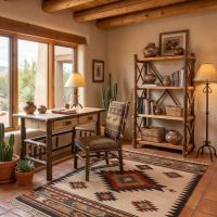 Hickory Bookcase: Some lifestyle images are created with AI for visualization purposes. Crafted from natural solid wood, each piece is unique and will vary.