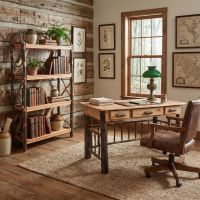 Hickory Bookshelf: Some lifestyle images are created with AI for visualization purposes. Crafted from natural solid wood, each piece is unique and will vary.
