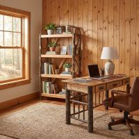 Log Bookshelf: Some lifestyle images are created with AI for visualization purposes. Crafted from natural solid wood, each piece is unique and will vary.