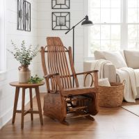 Oak Rocking Chair: Some lifestyle images are created with AI for visualization purposes. Crafted from natural solid wood, each piece is unique and will vary.