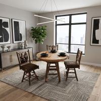 Log Dining Table: Some lifestyle images are created with AI for visualization purposes. Crafted from natural solid wood, each piece is unique and will vary.