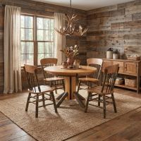 Hickory Dining Table: Some lifestyle images are created with AI for visualization purposes. Crafted from natural solid wood, each piece is unique and will vary.