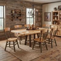 Hickory Dining Table: Some lifestyle images are created with AI for visualization purposes. Crafted from natural solid wood, each piece is unique and will vary.