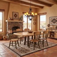 Hickory Dining Table: Some lifestyle images are created with AI for visualization purposes. Crafted from natural solid wood, each piece is unique and will vary.