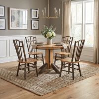 Hickory Dining Chair: Some lifestyle images are created with AI for visualization purposes. Crafted from natural solid wood, each piece is unique and will vary.