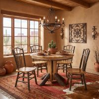 Rustic Dining Chair: Some lifestyle images are created with AI for visualization purposes. Crafted from natural solid wood, each piece is unique and will vary.
