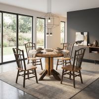 Log Dining Chair: Some lifestyle images are created with AI for visualization purposes. Crafted from natural solid wood, each piece is unique and will vary.