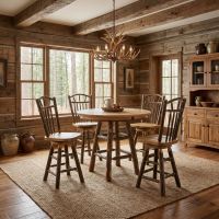 Hickory Stool: Some lifestyle images are created with AI for visualization purposes. Crafted from natural solid wood, each piece is unique and will vary.