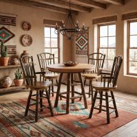 Swivel Stool: Some lifestyle images are created with AI for visualization purposes. Crafted from natural solid wood, each piece is unique and will vary.