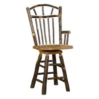 Rustic Hickory Swivel Wagon Wheel Log Arm Barstool