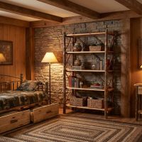 Log Bookshelf: Some lifestyle images are created with AI for visualization purposes. Crafted from natural solid wood, each piece is unique and will vary.