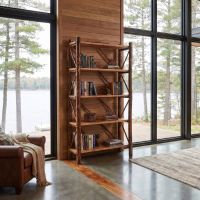 Hickory Bookshelf: Some lifestyle images are created with AI for visualization purposes. Crafted from natural solid wood, each piece is unique and will vary.