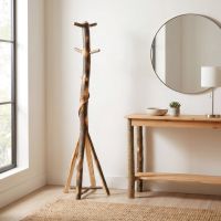 Hickory Coat Rack: Some lifestyle images are created with AI for visualization purposes. Crafted from natural solid wood, each piece is unique and will vary.