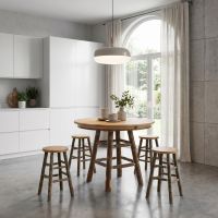 Hickory Stools: Some lifestyle images are created with AI for visualization purposes. Crafted from natural solid wood, each piece is unique and will vary.