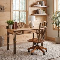 Log Desk: Some lifestyle images are created with AI for visualization purposes. Crafted from natural solid wood, each piece is unique and will vary.