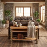 Hickory TV Stand: Some lifestyle images are created with AI for visualization purposes. Crafted from natural solid wood, each piece is unique and will vary.