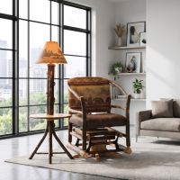 Hickory Swivel Chair: Some lifestyle images are created with AI for visualization purposes. Crafted from natural solid wood, each piece is unique and will vary.