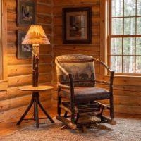 Swivel Glider: Some lifestyle images are created with AI for visualization purposes. Crafted from natural solid wood, each piece is unique and will vary.