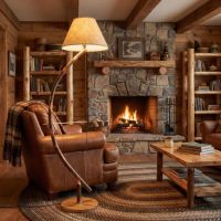 Rustic Floor Lamp: Some lifestyle images are created with AI for visualization purposes. Crafted from natural solid wood, each piece is unique and will vary.