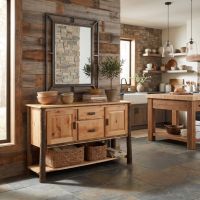 Rustic Sideboard: Some lifestyle images are created with AI for visualization purposes. Crafted from natural solid wood, each piece is unique and will vary.