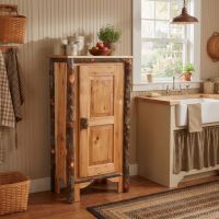 Hickory Pie Safe: Some lifestyle images are created with AI for visualization purposes. Crafted from natural solid wood, each piece is unique and will vary.