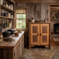 Pie Safe: Some lifestyle images are created with AI for visualization purposes. Crafted from natural solid wood, each piece is unique and will vary.