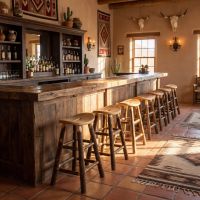 Hickory Stool: Some lifestyle images are created with AI for visualization purposes. Crafted from natural solid wood, each piece is unique and will vary.