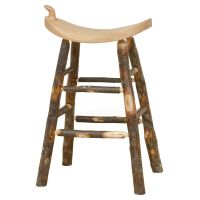 Hickory Log Western Saddle Stool