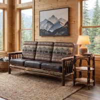 Rustic End Table: Some lifestyle images are created with AI for visualization purposes. Crafted from natural solid wood, each piece is unique and will vary.