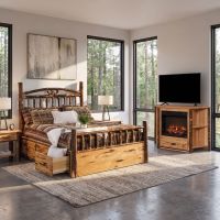 Bed with Underbed Drawers: Some lifestyle images are created with AI for visualization purposes. Crafted from natural solid wood, each piece is unique and will vary.