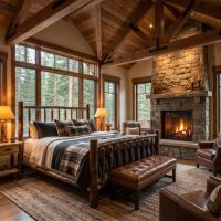 Rustic Bed: Some lifestyle images are created with AI for visualization purposes. Crafted from natural solid wood, each piece is unique and will vary.
