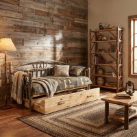 Hickory Trundle Bed: Some lifestyle images are created with AI for visualization purposes. Crafted from natural solid wood, each piece is unique and will vary.