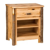 Saranac Hickory 1 Drawer Dual Cubby Log Nightstand