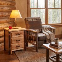 Hickory Nightstand: Some lifestyle images are created with AI for visualization purposes. Crafted from natural solid wood, each piece is unique and will vary.