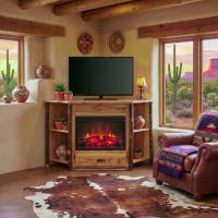 Hickory TV Stand: Some lifestyle images are created with AI for visualization purposes. Crafted from natural solid wood, each piece is unique and will vary.