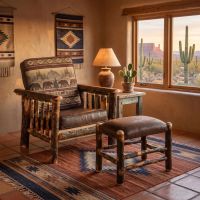 Hickory Living Room Chair: Some lifestyle images are created with AI for visualization purposes. Crafted from natural solid wood, each piece is unique and will vary.